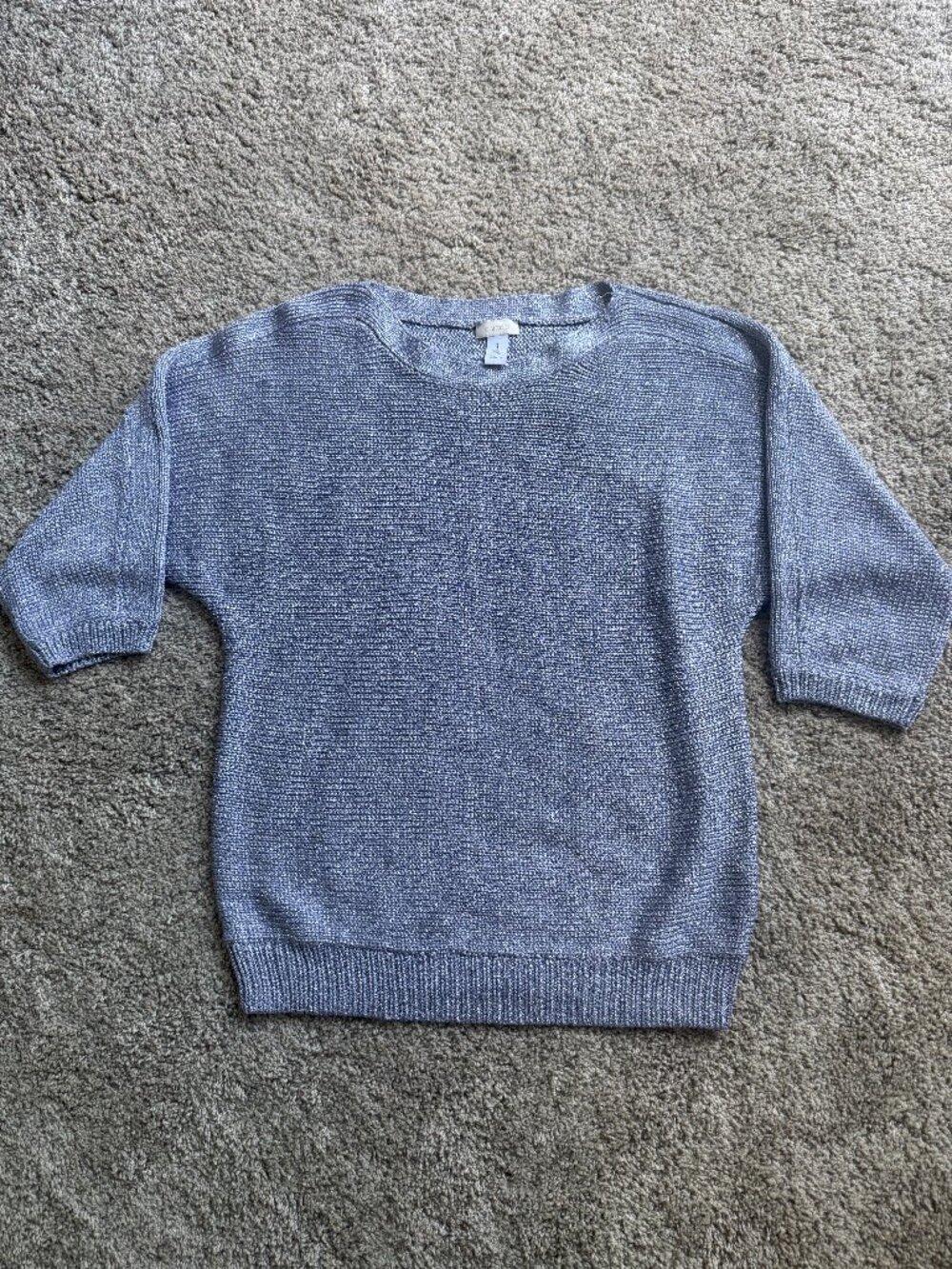Chicos Womens Sweater Large Lavender Pullover Metallic Ribbed Boat Neck